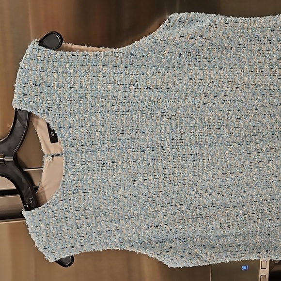 💕ST JOHN💕 Sequin Tweed Knit Sheath Dress ~ Aqua 14 NWOT - Picture 9 of 16